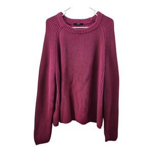 Quince Organic Cotton Knit Sweater XL Purple Cozycore Fall Minimalist Casual